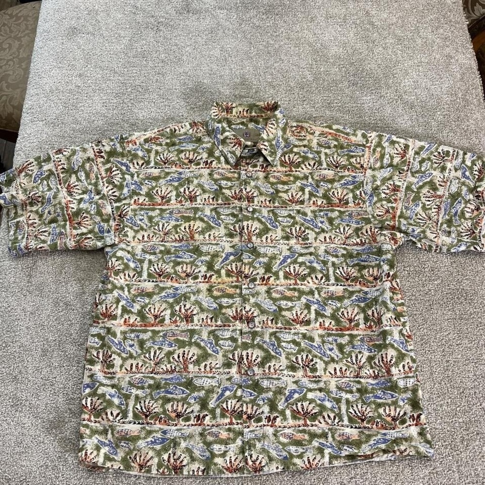Vintage Territory Ahead Hawaiian Shirt Mens X-Large Tropical Fish Print USA Made